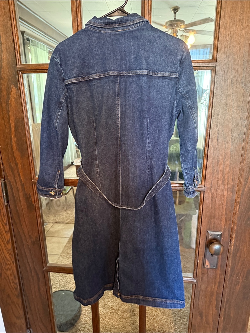 Tommy Hilfiger Womens Dark Wash Denim Belted Shirt Dress Size 16 Blue 3/4 Sleeve - Picture 8 of 9